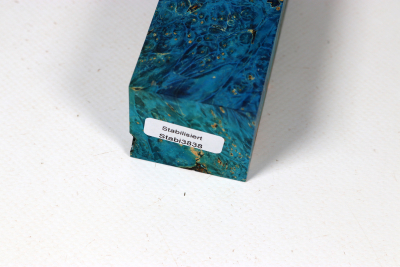 Block Eschenahorn Maser blau stabilisiert 100x38x38mm - Stabi3838