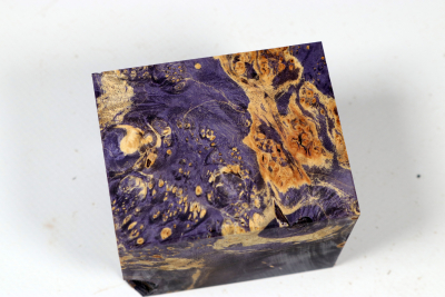 Block Box Elder Maple Burl purple stabilized 65x55x55mm - Stabi3836