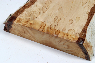 Brettabschnitt karelische Maserbirke  415x200x58mm - KarMB2805