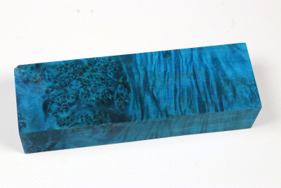 Messergriffblock Ahorn Maser blau stabilisiert - Stabi3536