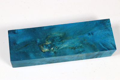 Knife Blank Maple Burl blue stabilized - Stabi3699