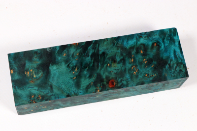 Knife Blank Amboyna Burl blue vstabilized - Stabi3601