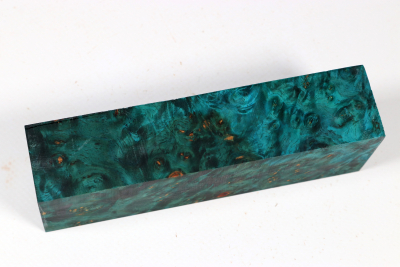 Knife Blank Amboyna Burl blue vstabilized - Stabi3601