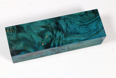Knife Blank Amboyna Burl blue vstabilized - Stabi3611