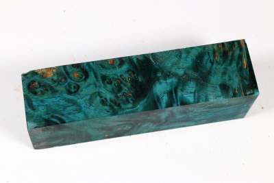 Knife Blank Amboyna Burl blue vstabilized - Stabi3611