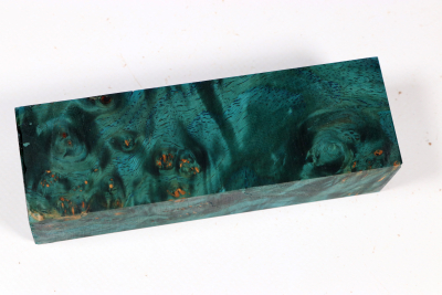 Knife Blank Amboyna Burl blue vstabilized - Stabi3611