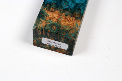 Knife Blank Amboyna Burl blue stabilized - Stab3825