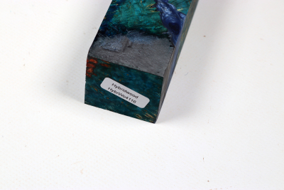 Knife Blank HybridWood Amboyna Burl blue stabilized - HybrWo04116
