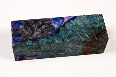Messergriffblock HybridWood Amboina Maser blau stabilisiert - HybrWo4159