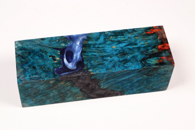 Knife Blank HybridWood Amboyna Burl blue stabilized - HybrWo04163