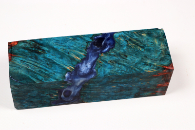 Knife Blank HybridWood Amboyna Burl blue stabilized - HybrWo04163