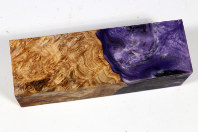 Knife Blank HybridWood Amboyna Burl stabilized - HybrWo3774