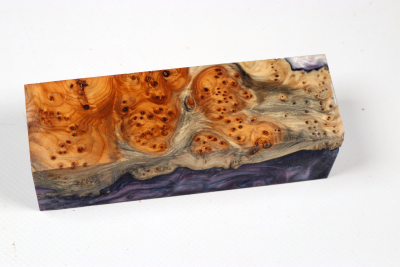 Knife Blank HybridWood Yew Burl stabilized - HybrWo4142