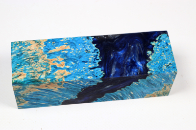 Knife Blank HybridWood Box Elder Burl blue stabilized - HybrWo4100