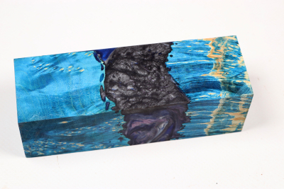 Messergriffblock HybridWood Eschenahorn Maser blau stabilisiert - HybrWo4132