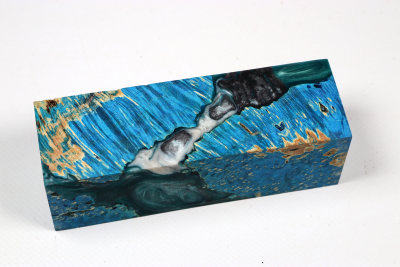 Messergriffblock HybridWood Eschenahorn Maser blau stabilisiert - HybrWo4134