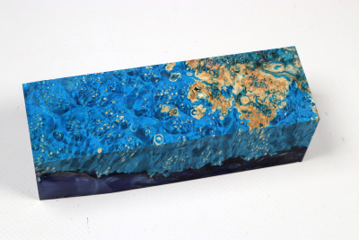 Messergriffblock HybridWood Eschenahorn Maser blau stabilisiert - HybrWo4158