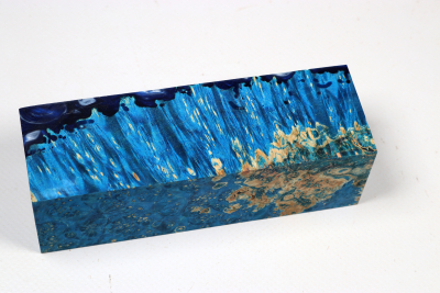 Messergriffblock HybridWood Eschenahorn Maser blau stabilisiert - HybrWo4158