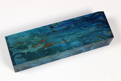 Messergriffblock Karelische Maserbirke blau stabilisiert - Stabi3734