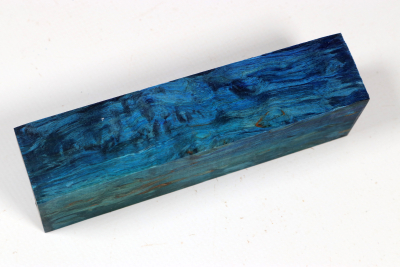 Messergriffblock Karelische Maserbirke blau stabilisiert - Stabi3734