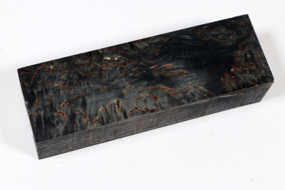 Messergriffblock Karelische Maserbirke schwarz stabilisiert - Stabi3434