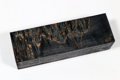 Messergriffblock Karelische Maserbirke schwarz stabilisiert - Stabi3434