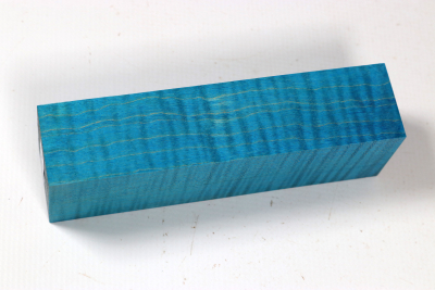 Knife Blank Curly Maple blue stabilized - Stabi3706