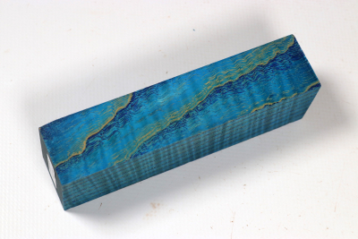 Knife Blank Ash curly blue stabilized - Stabi3655