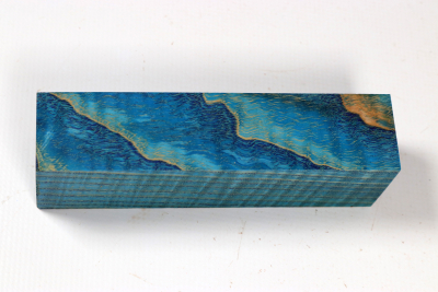Knife Blank Ash curly blue stabilized - Stabi3658