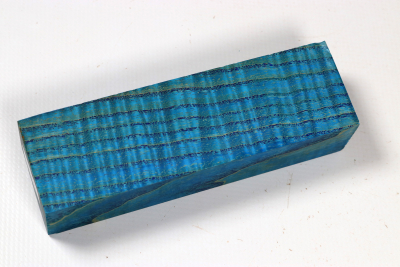 Knife Blank Ash curly blue stabilized - Stabi3659