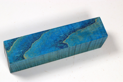 Knife Blank Ash curly blue stabilized - Stabi3659