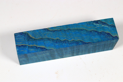 Knife Blank Ash curly blue stabilized - Stabi3661