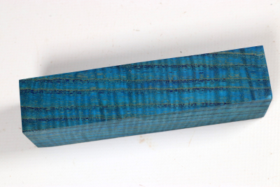Knife Blank Ash curly blue stabilized - Stabi3679