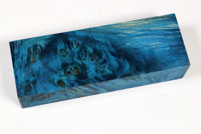 Messergriffblock Rosskastanie Maser blau stabilisiert - Stabi3777