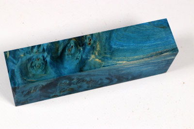 Messergriffblock Rosskastanie Maser blau stabilisiert - Stabi3777