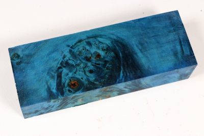 Messergriffblock Rosskastanie Maser blau stabilisiert - Stabi3783