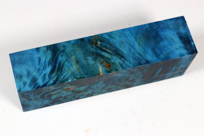 Messergriffblock Rosskastanie Maser blau stabilisiert - Stabi3783