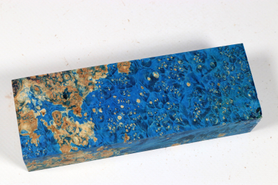 Knife Blank Box Elder Maple Burl blue stabilized - Stabi3612