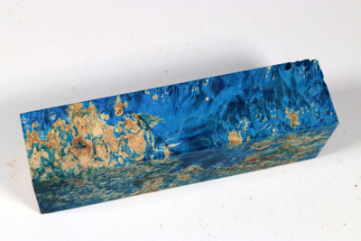 Knife Blank Box Elder Maple Burl blue stabilized - Stabi3612