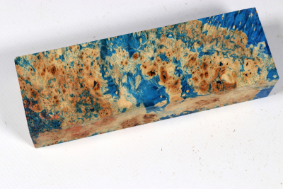 Knife Blank Box Elder Maple Burl blue stabilized - Stabi3615