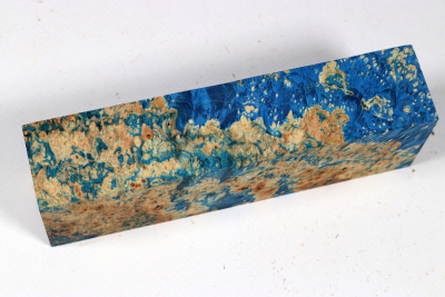 Knife Blank Box Elder Maple Burl blue stabilized - Stabi3615