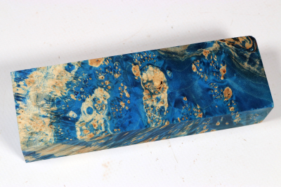 Knife Blank Box Elder Maple Burl blue stabilized - Stabi3684