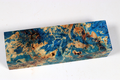 Knife Blank Box Elder Maple Burl blue stabilized - Stabi3694