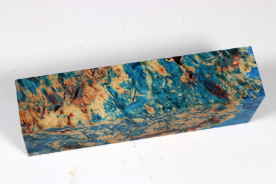 Knife Blank Box Elder Maple Burl blue stabilized - Stabi3694