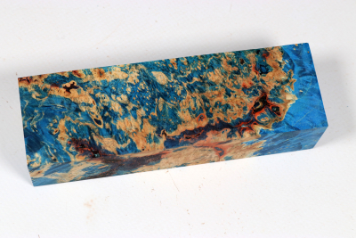 Knife Blank Box Elder Maple Burl blue stabilized - Stabi3694