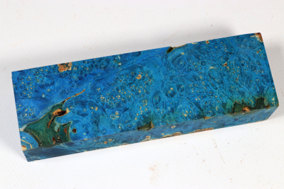 Messergriffblock eschenblättriger Ahorn Maser blau stabilisiert - Stabi3698