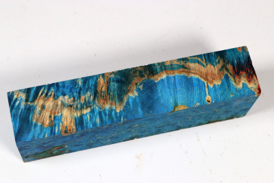 Messergriffblock eschenblättriger Ahorn Maser blau stabilisiert - Stabi3698