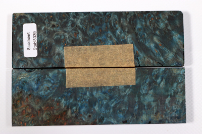 Knife Scales Amboyna Burl blue stabilized - Stabi3039
