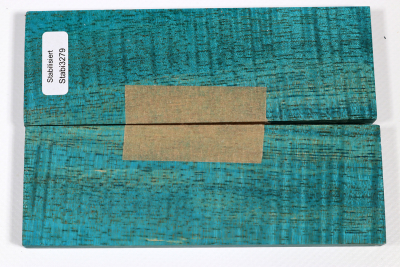 Messergriffschalen Koa curly blau stabilisiert - Stabi3279