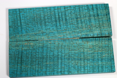Messergriffschalen Koa curly blau stabilisiert - Stabi3279
